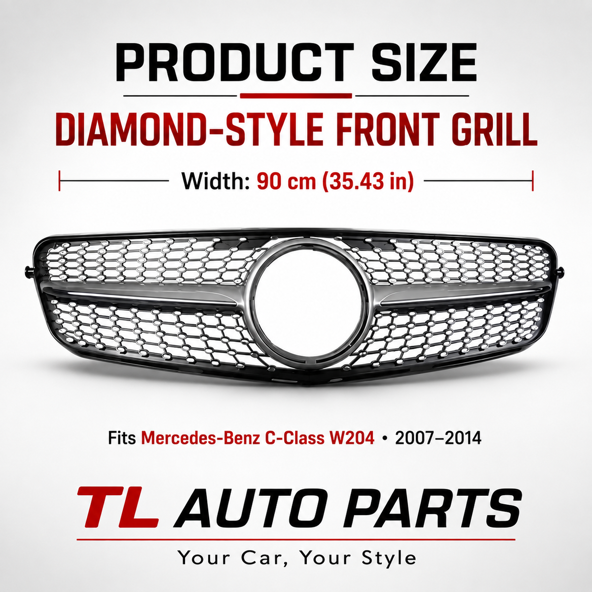 Mercedes-Benz C-Class W204 Star-Style Front Bumper Radiator Grill