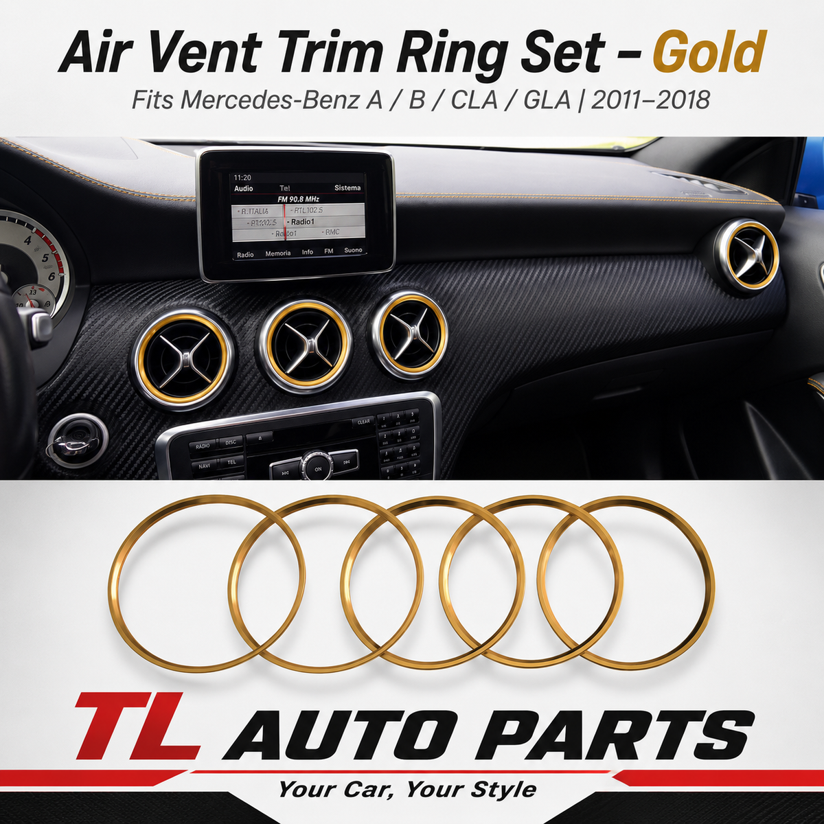 Mercedes-Benz Air Vent Ring Trim Set – 5-Piece