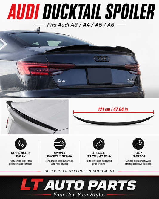 Audi A3/A4/A5/A6 Gloss Black High-Kick Ducktail Boot Spoiler