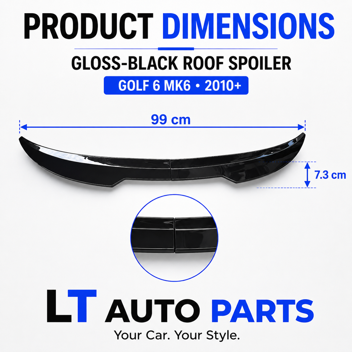 VW Golf 6 MK6 GTI/R Gloss Black Roof Spoiler