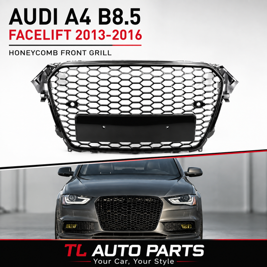 Audi A4/S4 B8.5 RS4-Style Gloss Black Honeycomb Front Bumper Grill