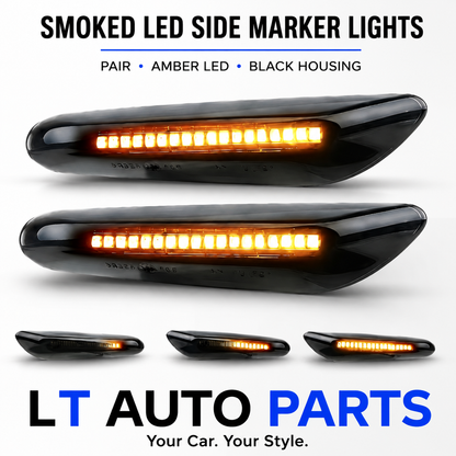 BMW E81/E82/E88/E90/E92 Smoked Amber LED Side Lights – Set of 2