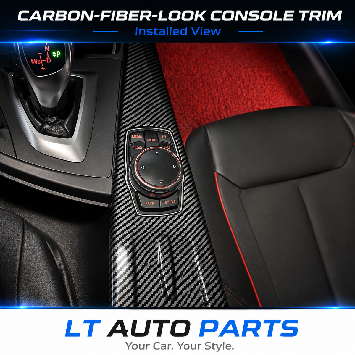 BMW 3/4 Series F30/F31/F32/F36/3GT Carbon-Fibre Look Centre Console Gear Shift Panel Cover