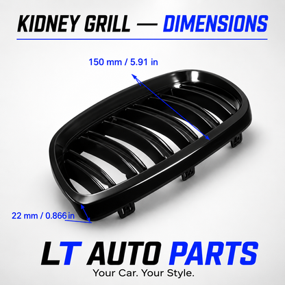 BMW 3 Series E92/E93 Dual-Line Gloss Black Front Kidney Grill