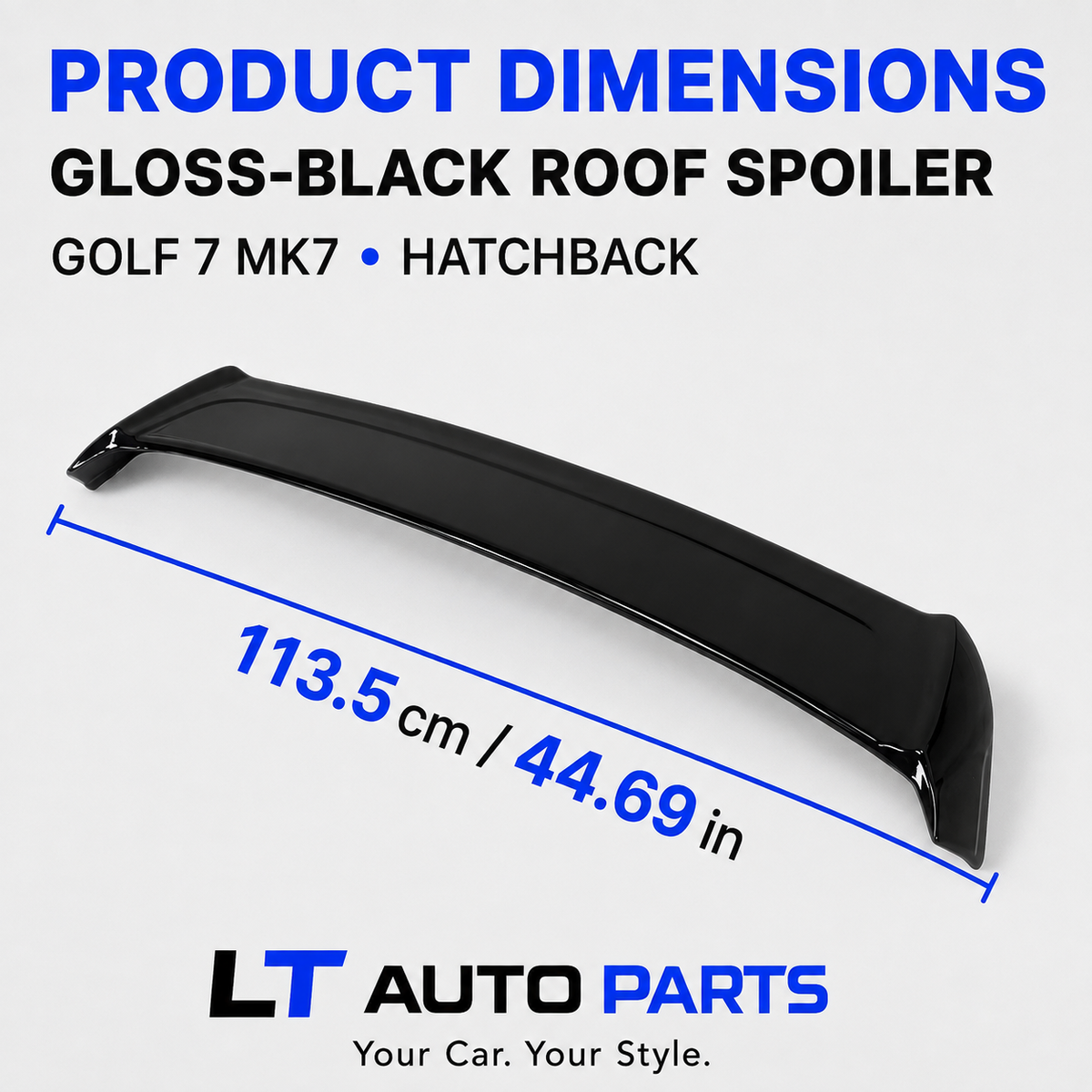 VW Golf MK7/MK7.5 GTI, GTD,R & R-Line OSIR-Style Gloss Black Rear Roof Spoiler
