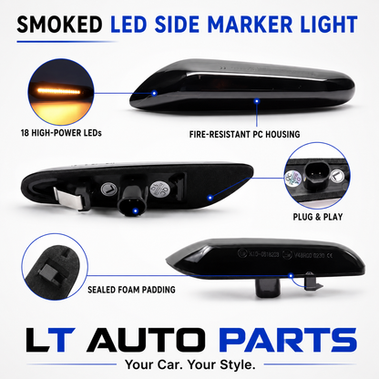 BMW E81/E82/E88/E90/E92 Smoked Amber LED Side Lights – Set of 2