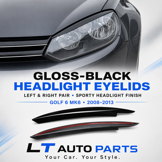VW Golf 6 MK6 Black Headlight Eyebrow Eyelid Covers