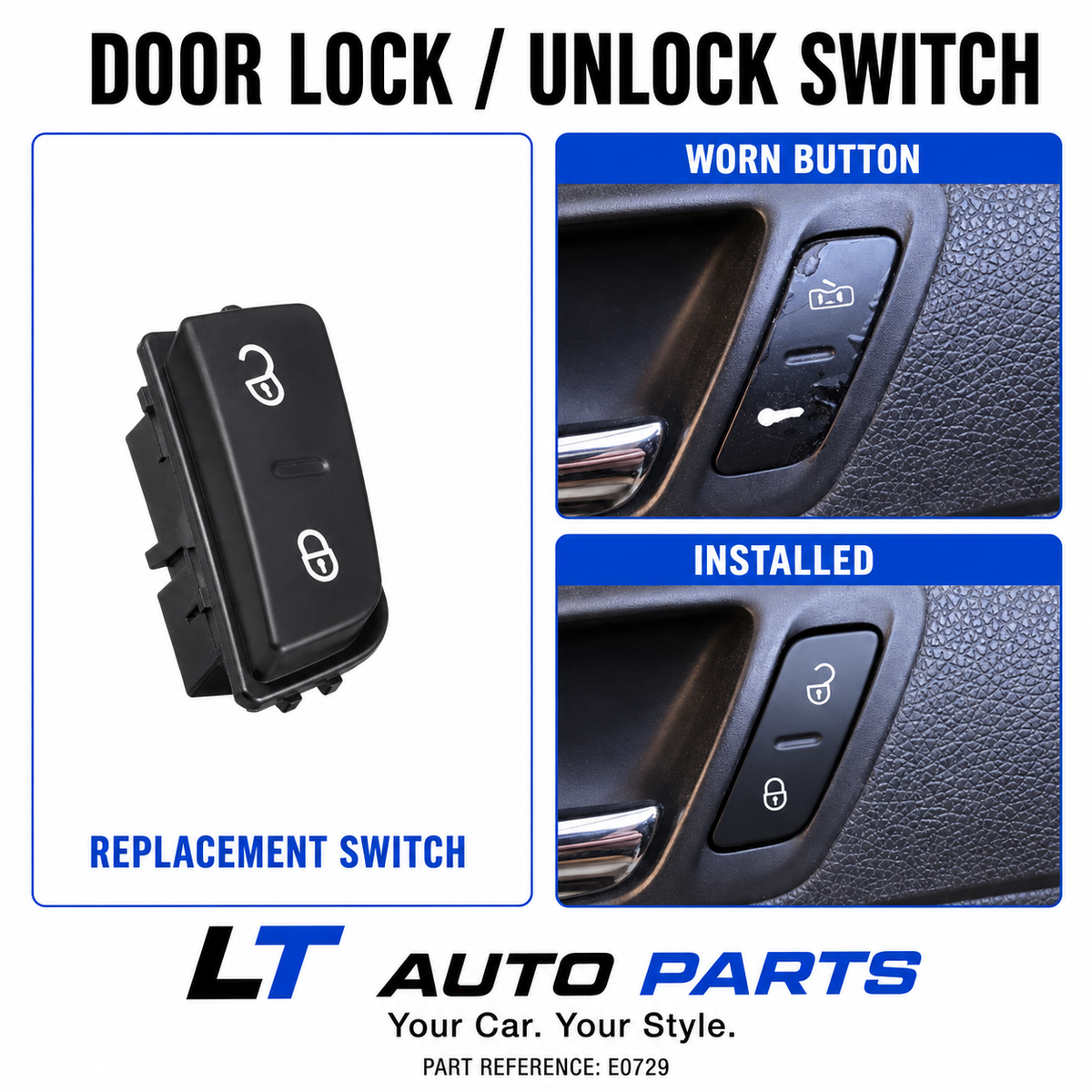 VW Golf 5/Jetta MK5/Passat/Tiguan/CC/GTI Central Door Lock Switch Button – 2004–2010