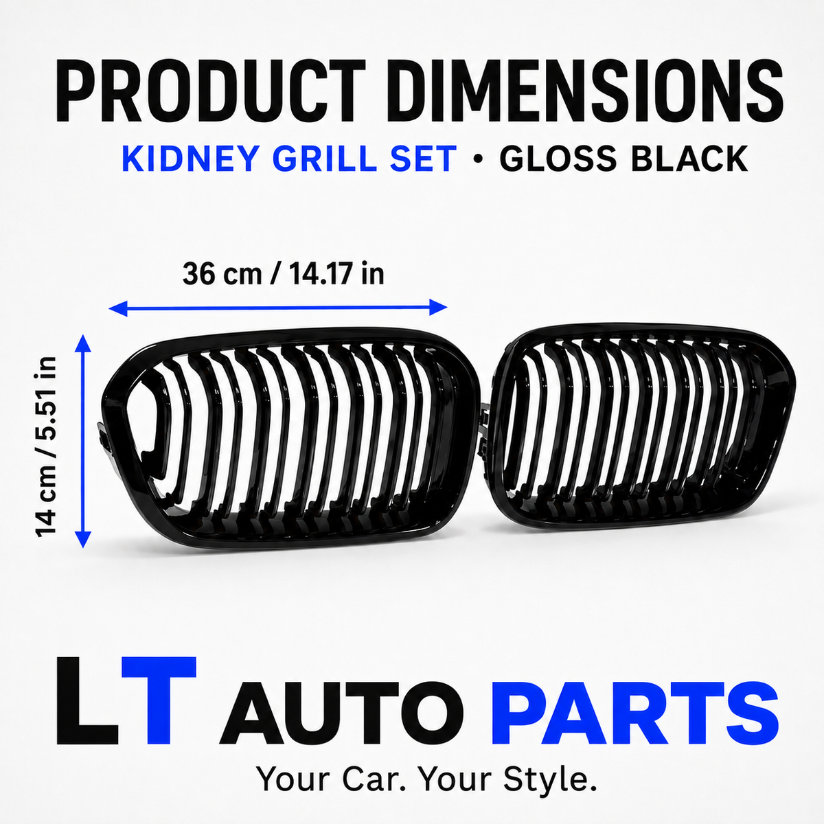 BMW 1 Series F20/F21 Gloss Black Front Kidney Grills