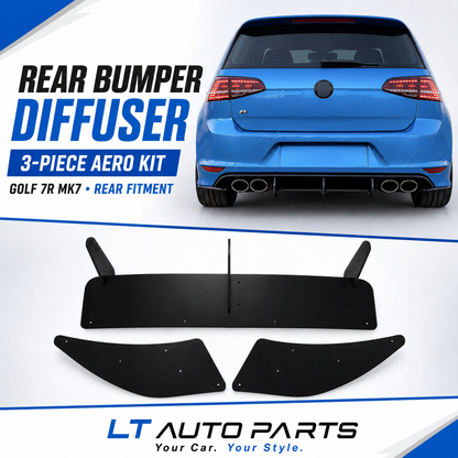 VW Golf 7 MK7 R & R-Line Rear Bumper Diffuser with Side Splitters